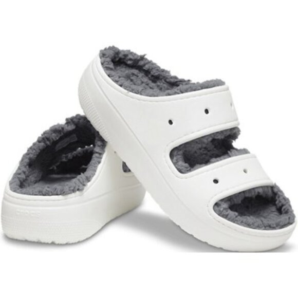 Crocs - Unisex Classic Cozzzy Sandal, size 10 US mens, color white. Amazon.com | Crocs Classic Cozzzy Towel Sandal Quartz Men main image 2